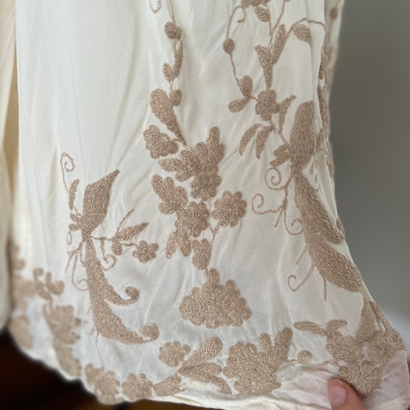 Lucky Brand Floral Embroidered Boho Fairy Peasant Style Billow Sleeves Blouse - Picture 9 of 14